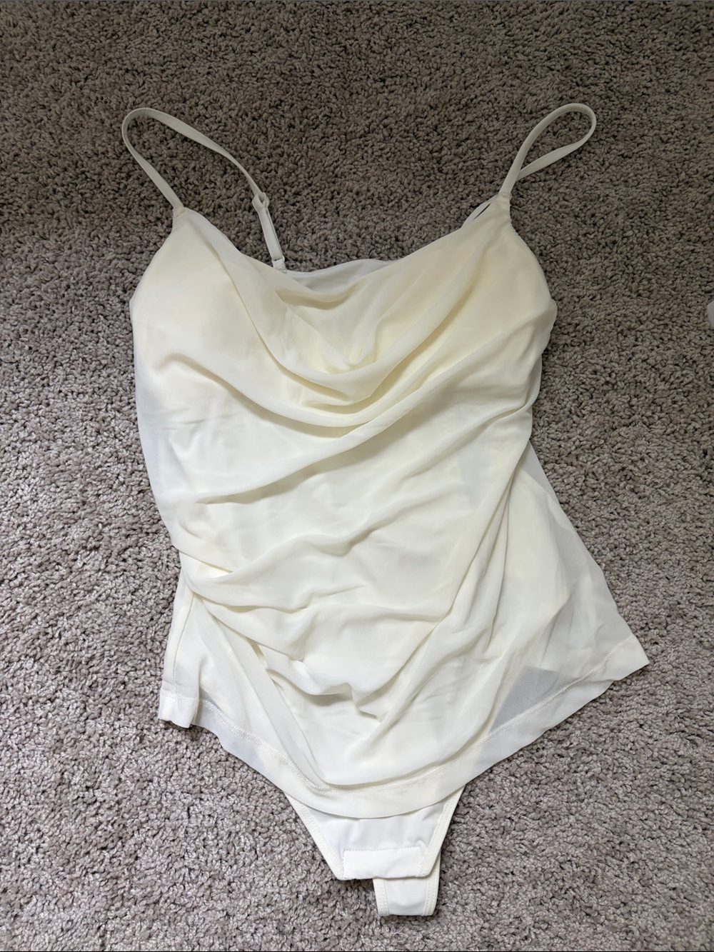 Women’s Cream Draped Cowl Neck Bodysuit